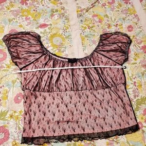 Doll's Kill Delia's Pink Black Crop Top 3x